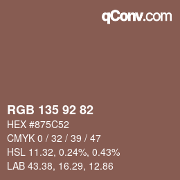 Código de color: RGB 135 92 82 | qconv.com