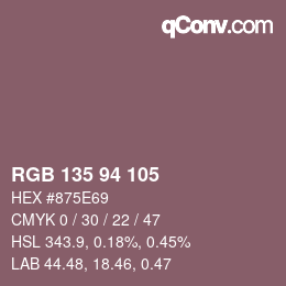 颜色代码: RGB 135 94 105 | qconv.com