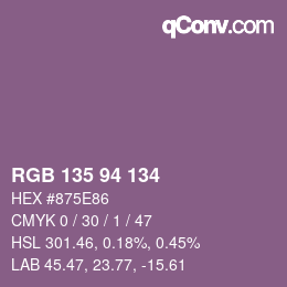 カラーコード: RGB 135 94 134 | qconv.com