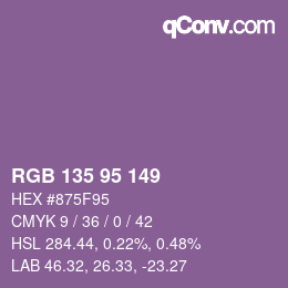 Código de color: RGB 135 95 149 | qconv.com