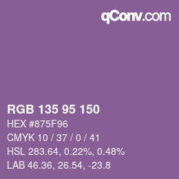 Farbcode: RGB 135 95 150 | qconv.com