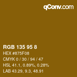 Color code: RGB 135 95 8 | qconv.com
