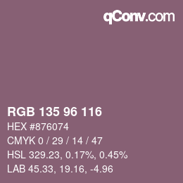 Color code: RGB 135 96 116 | qconv.com