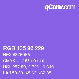 カラーコード: RGB 135 96 229 | qconv.com