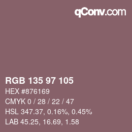 Color code: RGB 135 97 105 | qconv.com