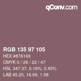 Code couleur: RGB 135 97 105 | qconv.com