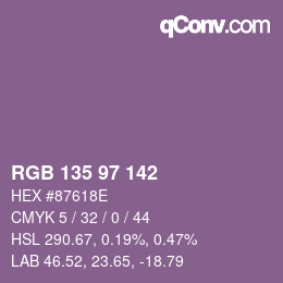 Color code: RGB 135 97 142 | qconv.com