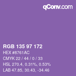 カラーコード: RGB 135 97 172 | qconv.com