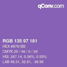 Color code: RGB 135 97 181 | qconv.com