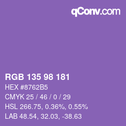 Color code: RGB 135 98 181 | qconv.com
