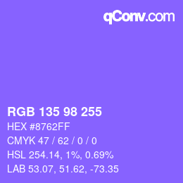 Color code: RGB 135 98 255 | qconv.com