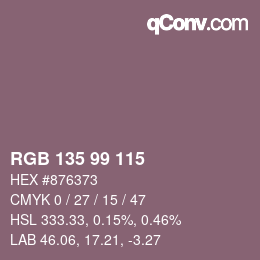 カラーコード: RGB 135 99 115 | qconv.com
