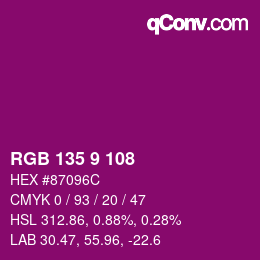 カラーコード: RGB 135 9 108 | qconv.com