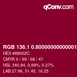 カラーコード: RGB 136.1 0.80000000000001 44 | qconv.com