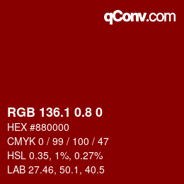Code couleur: RGB 136.1 0.8 0 | qconv.com