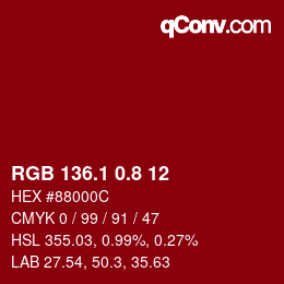 カラーコード: RGB 136.1 0.8 12 | qconv.com