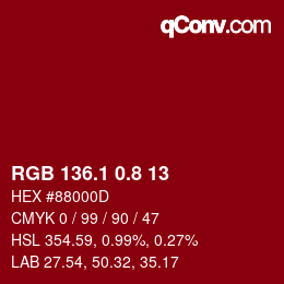 カラーコード: RGB 136.1 0.8 13 | qconv.com