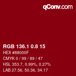 カラーコード: RGB 136.1 0.8 15 | qconv.com