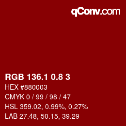 カラーコード: RGB 136.1 0.8 3 | qconv.com