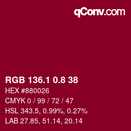 カラーコード: RGB 136.1 0.8 38 | qconv.com