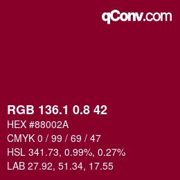 カラーコード: RGB 136.1 0.8 42 | qconv.com