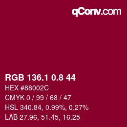 カラーコード: RGB 136.1 0.8 44 | qconv.com
