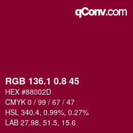 カラーコード: RGB 136.1 0.8 45 | qconv.com