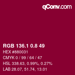 カラーコード: RGB 136.1 0.8 49 | qconv.com