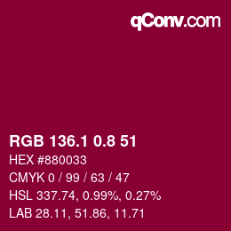 カラーコード: RGB 136.1 0.8 51 | qconv.com