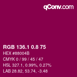 カラーコード: RGB 136.1 0.8 75 | qconv.com