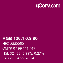 カラーコード: RGB 136.1 0.8 80 | qconv.com