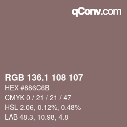 カラーコード: RGB 136.1 108 107 | qconv.com