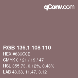 カラーコード: RGB 136.1 108 110 | qconv.com