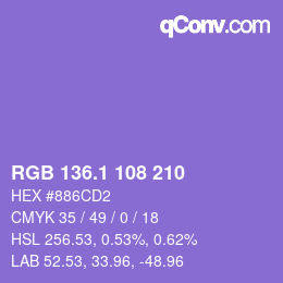 カラーコード: RGB 136.1 108 210 | qconv.com