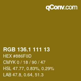 カラーコード: RGB 136.1 111 13 | qconv.com