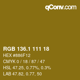 カラーコード: RGB 136.1 111 18 | qconv.com