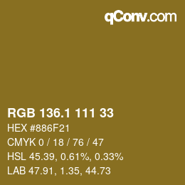 カラーコード: RGB 136.1 111 33 | qconv.com