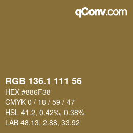 カラーコード: RGB 136.1 111 56 | qconv.com