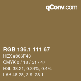 カラーコード: RGB 136.1 111 67 | qconv.com