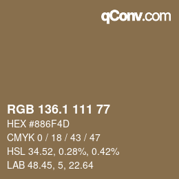 カラーコード: RGB 136.1 111 77 | qconv.com