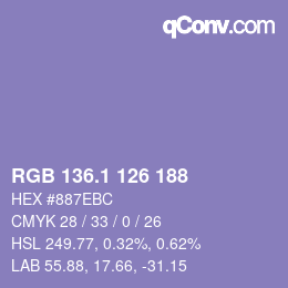 カラーコード: RGB 136.1 126 188 | qconv.com