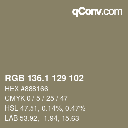 Color code: RGB 136.1 129 102 | qconv.com