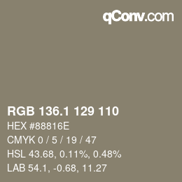 カラーコード: RGB 136.1 129 110 | qconv.com