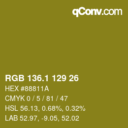 カラーコード: RGB 136.1 129 26 | qconv.com