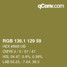 カラーコード: RGB 136.1 129 59 | qconv.com