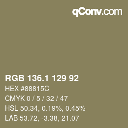 カラーコード: RGB 136.1 129 92 | qconv.com