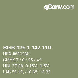 Color code: RGB 136.1 147 110 | qconv.com