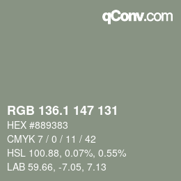 Color code: RGB 136.1 147 131 | qconv.com