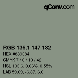 カラーコード: RGB 136.1 147 132 | qconv.com