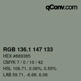 Color code: RGB 136.1 147 133 | qconv.com